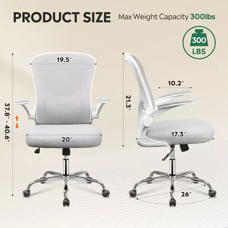GALAXHERO Ergonomic Office Chair, Mesh Computer Desk Chair with Flip-up Armrests & Adjustable Lumbar Support