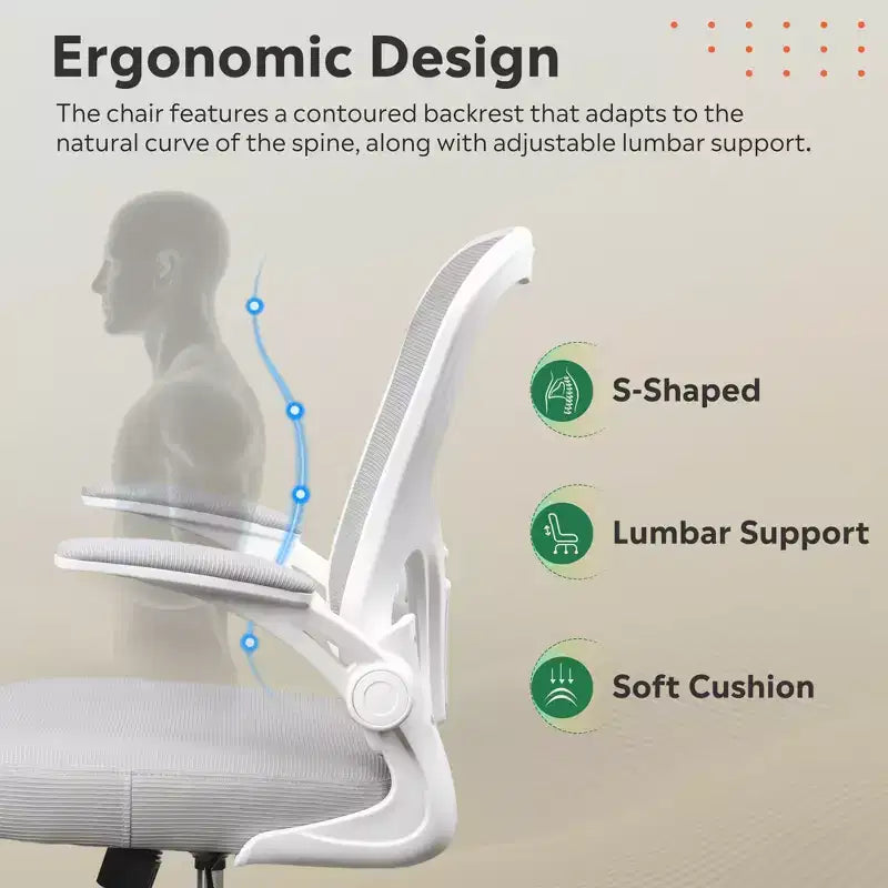 GALAXHERO Ergonomic Office Chair, Mesh Computer Desk Chair with Flip-up Armrests & Adjustable Lumbar Support