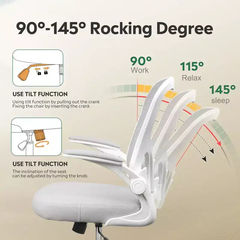 GALAXHERO Ergonomic Office Chair, Mesh Computer Desk Chair with Flip-up Armrests & Adjustable Lumbar Support
