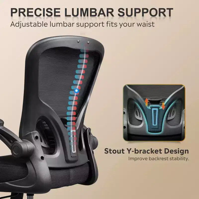 GALAXHERO Ergonomic Office Chair, Mesh Computer Desk Chair with Flip-up Armrests & Adjustable Lumbar Support