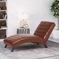 GDFStudio Metter Contemporary Faux Leather Channel Stitch Chaise Lounge