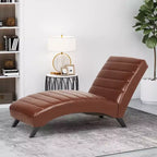 GDFStudio Metter Contemporary Faux Leather Channel Stitch Chaise Lounge
