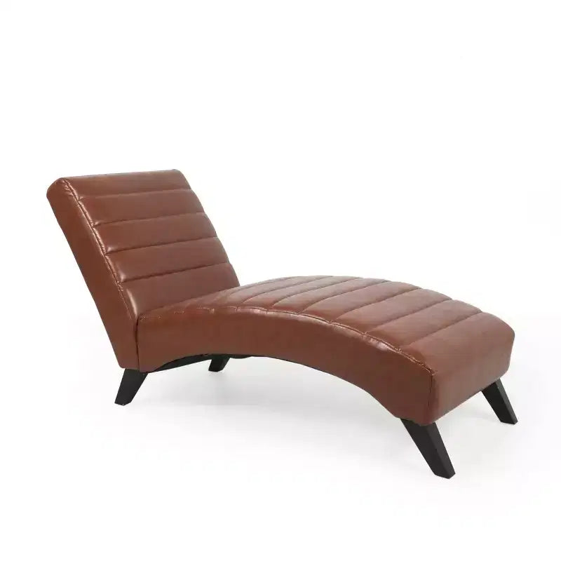 GDFStudio Metter Contemporary Faux Leather Channel Stitch Chaise Lounge