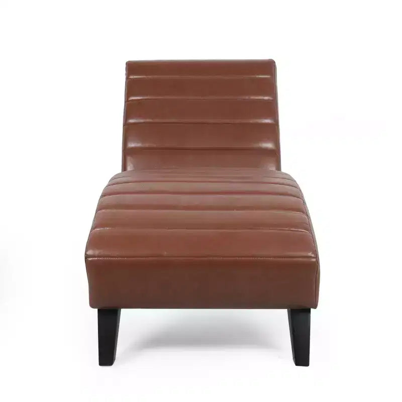 GDFStudio Metter Contemporary Faux Leather Channel Stitch Chaise Lounge