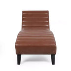 GDFStudio Metter Contemporary Faux Leather Channel Stitch Chaise Lounge