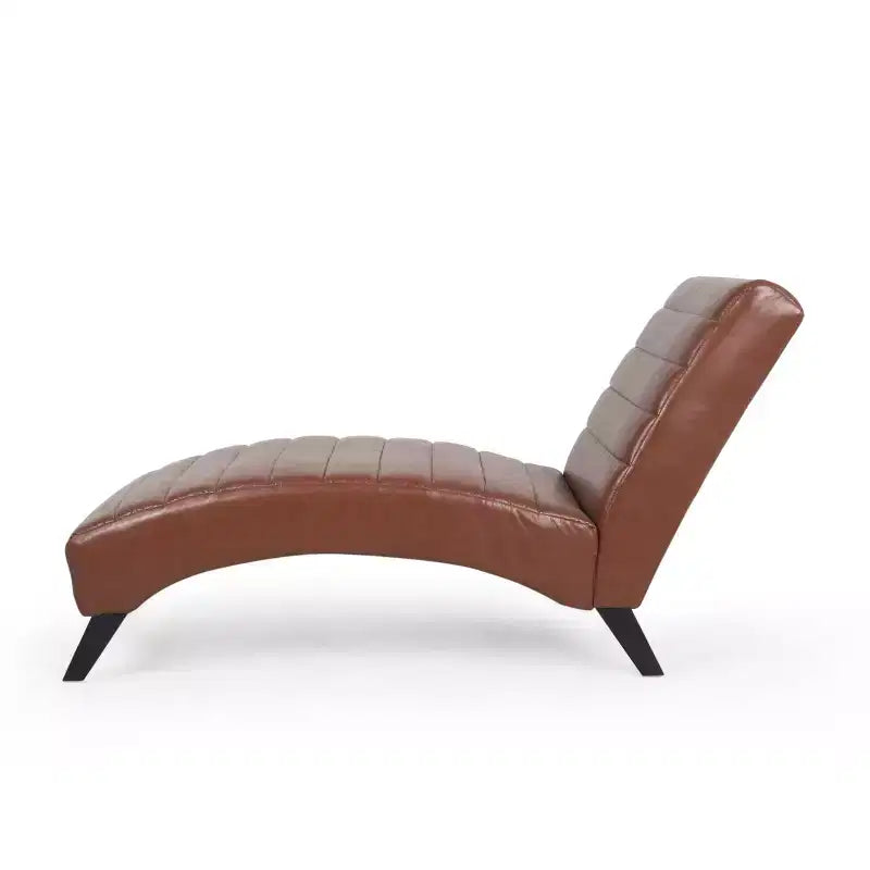GDFStudio Metter Contemporary Faux Leather Channel Stitch Chaise Lounge