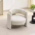 Accent Chair, Modern Velvet Upholstered Mid Century Barrel Armchair - Comfy for Living Room Bedroom Apartment Office, Beige