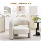 Accent Chair, Modern Velvet Upholstered Mid Century Barrel Armchair - Comfy for Living Room Bedroom Apartment Office, Beige