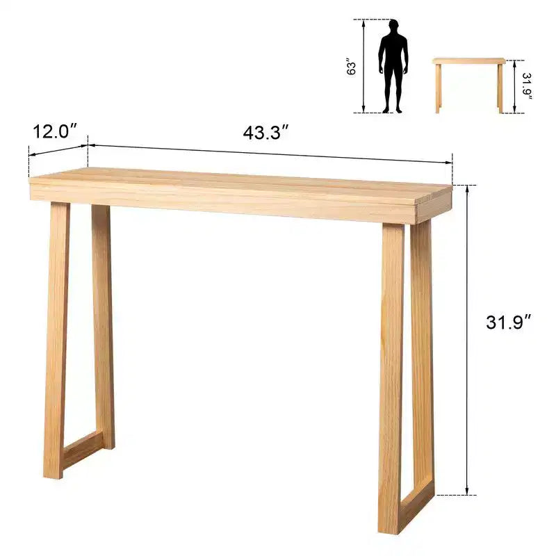Karl Home Consolle in legno massello da 43,3 pollici con gambe trapezoidali