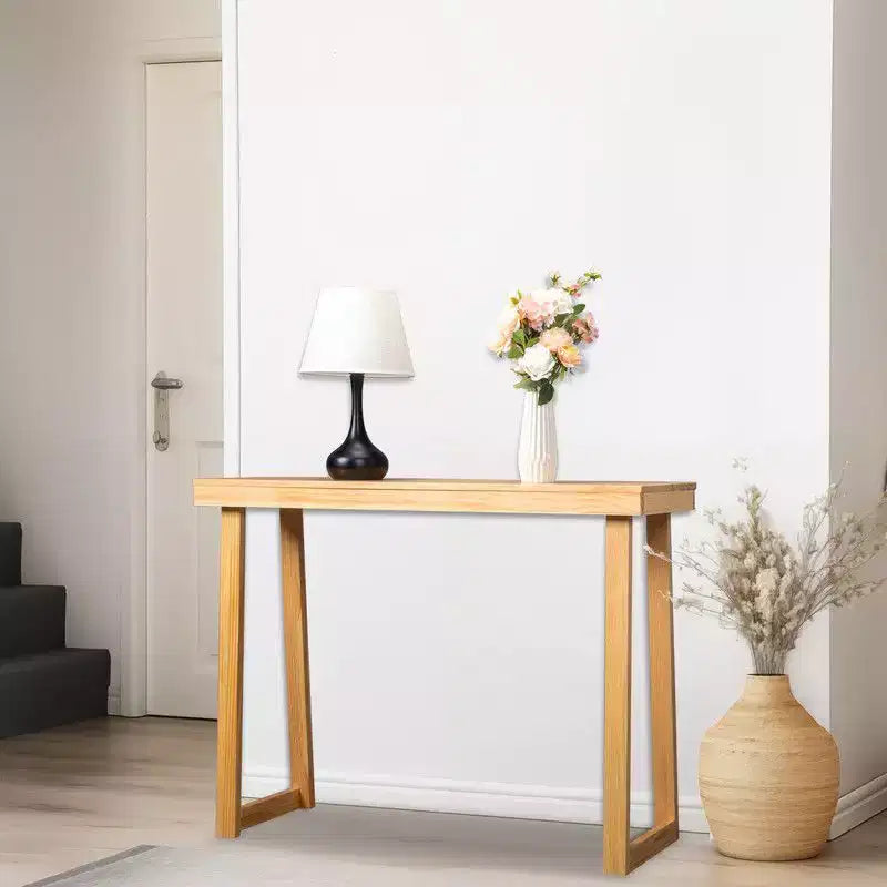 Karl Home Consolle in legno massello da 43,3 pollici con gambe trapezoidali