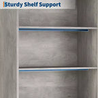 5 Tier Bookcase with Adjustable Shelves and Doors, Tall Bookshelf w/Metal Legs, Rustic Bookcase for Living Room Apartment Office
