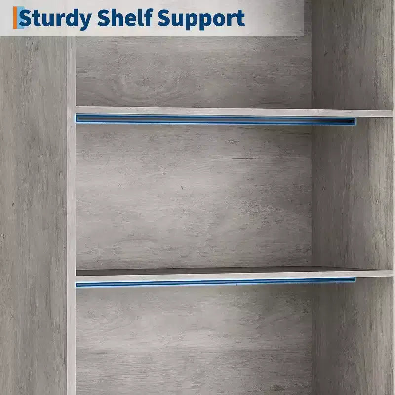 5 Tier Bookcase with Adjustable Shelves and Doors, Tall Bookshelf w/Metal Legs, Rustic Bookcase for Living Room Apartment Office