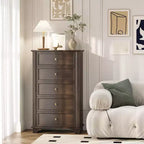 Cassettiera Karl Home a 5 cassetti in MDF marrone, larghezza 73 cm