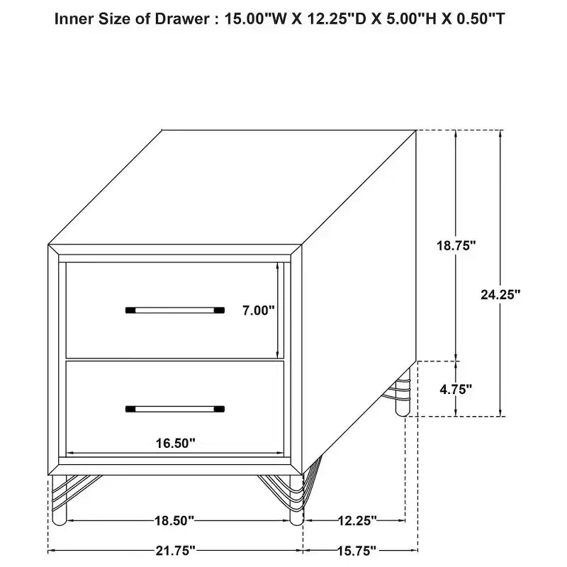 Coaster,Lucia 2-drawer Nightstand Bedside Table