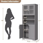 GustoWave Tall Bathroom Cabinet, Freestanding Bathroom Storage Cabinet with Glass Doors and Adjustable Shelves, 67 Cupboard Modern Storage Cabinet