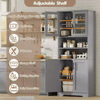 GustoWave Tall Bathroom Cabinet, Freestanding Bathroom Storage Cabinet with Glass Doors and Adjustable Shelves, 67 Cupboard Modern Storage Cabinet