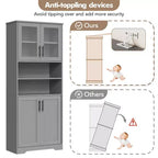 GustoWave Tall Bathroom Cabinet, Freestanding Bathroom Storage Cabinet with Glass Doors and Adjustable Shelves, 67 Cupboard Modern Storage Cabinet