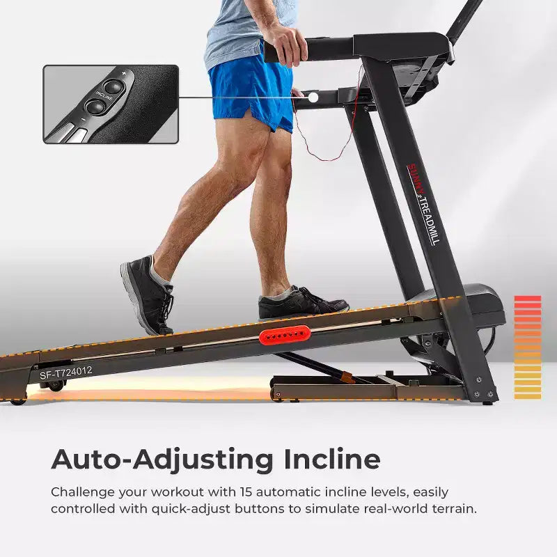 Tapis Roulant Smart Sunny Health & Fitness Active 400 AutoIncline con WiFi, Bluetooth, 15 Livelli di Inclinazione e Pedana Ammortizzata