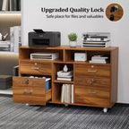 Karl Home 4-Drawer Brown MDF (Medium-Density Fiberboard) 40.94in. W Lateral File Cabinets