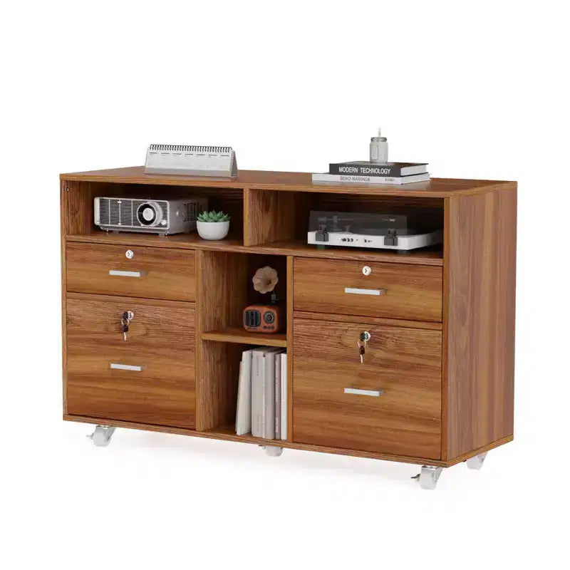 Karl Home 4-Drawer Brown MDF (Medium-Density Fiberboard) 40.94in. W Lateral File Cabinets