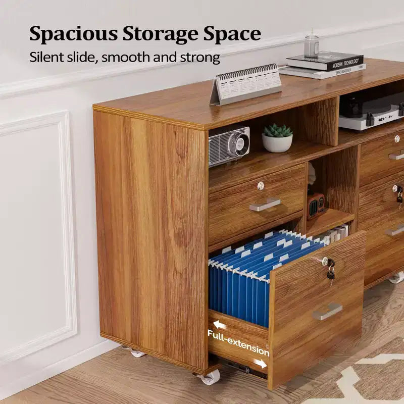 Karl Home 4-Drawer Brown MDF (Medium-Density Fiberboard) 40.94in. W Lateral File Cabinets