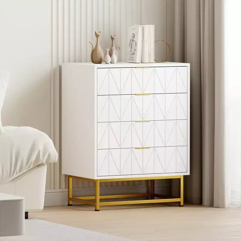 Coolmee 4 Drawer Dresser, Modern Dresser Drawers, Drawer Organizer with Metal Legs, Storage Chest Cabinet for Bedroom, Living Room, Hallway, Closet