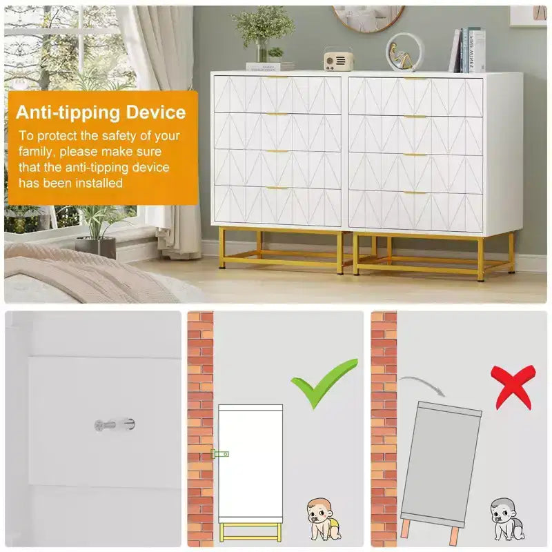Coolmee 4 Drawer Dresser, Modern Dresser Drawers, Drawer Organizer with Metal Legs, Storage Chest Cabinet for Bedroom, Living Room, Hallway, Closet