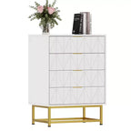 Coolmee 4 Drawer Dresser, Modern Dresser Drawers, Drawer Organizer with Metal Legs, Storage Chest Cabinet for Bedroom, Living Room, Hallway, Closet