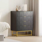 Coolmee 4 Drawer Dresser, Modern Dresser Drawers, Drawer Organizer with Metal Legs, Storage Chest Cabinet for Bedroom, Living Room, Hallway, Closet