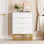 Coolmee 4 Drawer Dresser, Modern Dresser Drawers, Drawer Organizer with Metal Legs, Storage Chest Cabinet for Bedroom, Living Room, Hallway, Closet