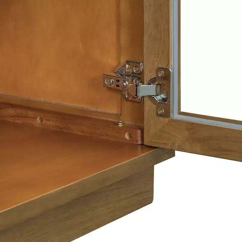 Madia Contry Style Okak con 4 Ante in Vetro ad Arco e Ripiani Regolabili, Credenza in Legno per Cucina
