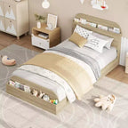 Acekool Twin Daybed with Trundle, Upholstered Sofa Bed Frame with Storage Drawers, Modern Couch Bed for Living Room or Bedroom