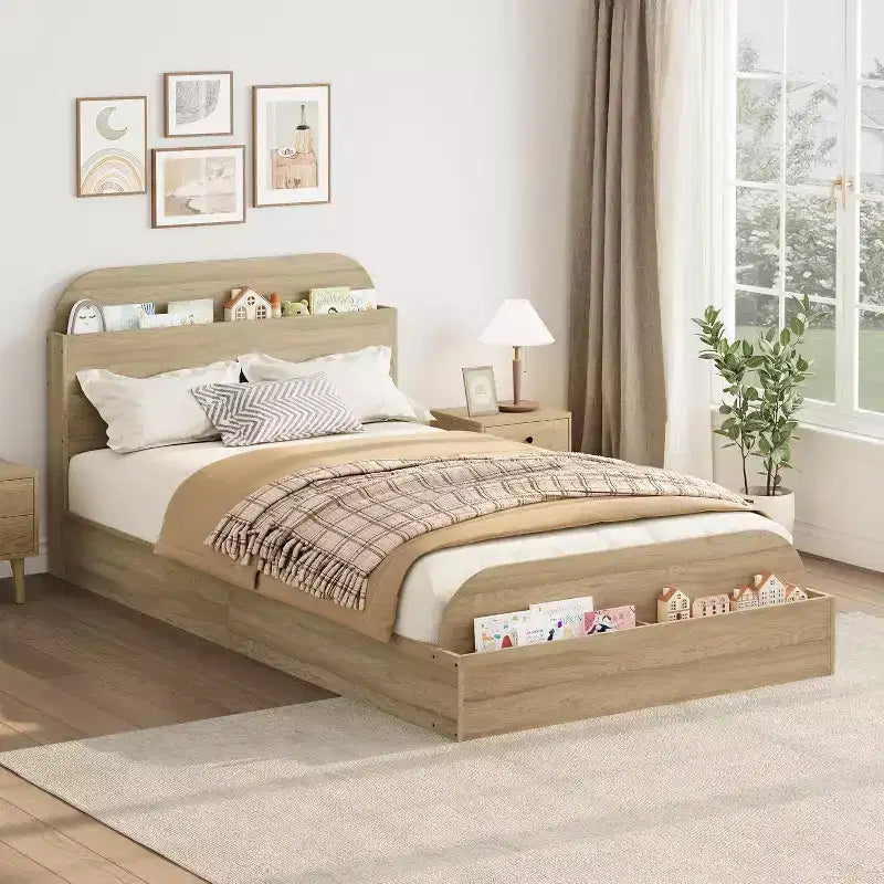 Acekool Twin Daybed with Trundle, Upholstered Sofa Bed Frame with Storage Drawers, Modern Couch Bed for Living Room or Bedroom
