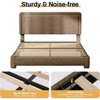 Dyonery Boucle Bed Frame,Black Upholstered Teddy Fabric Bed Frame with Headboard,No Box Spring Required, Adjustable Headboard, Easy Assembly