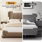 Dyonery Boucle Bed Frame,Black Upholstered Teddy Fabric Bed Frame with Headboard,No Box Spring Required, Adjustable Headboard, Easy Assembly