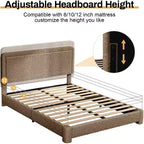 Dyonery Boucle Bed Frame,Black Upholstered Teddy Fabric Bed Frame with Headboard,No Box Spring Required, Adjustable Headboard, Easy Assembly