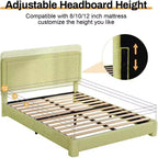 Dyonery Boucle Bed Frame,Black Upholstered Teddy Fabric Bed Frame with Headboard,No Box Spring Required, Adjustable Headboard, Easy Assembly