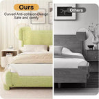 Dyonery Boucle Bed Frame,Black Upholstered Teddy Fabric Bed Frame with Headboard,No Box Spring Required, Adjustable Headboard, Easy Assembly