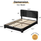 Dyonery Boucle Bed Frame,Black Upholstered Teddy Fabric Bed Frame with Headboard,No Box Spring Required, Adjustable Headboard, Easy Assembly
