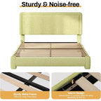 Dyonery Boucle Bed Frame,Black Upholstered Teddy Fabric Bed Frame with Headboard,No Box Spring Required, Adjustable Headboard, Easy Assembly