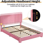 Dyonery Boucle Bed Frame,Black Upholstered Teddy Fabric Bed Frame with Headboard,No Box Spring Required, Adjustable Headboard, Easy Assembly