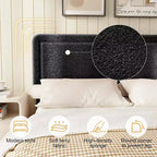 Dyonery Boucle Bed Frame,Black Upholstered Teddy Fabric Bed Frame with Headboard,No Box Spring Required, Adjustable Headboard, Easy Assembly