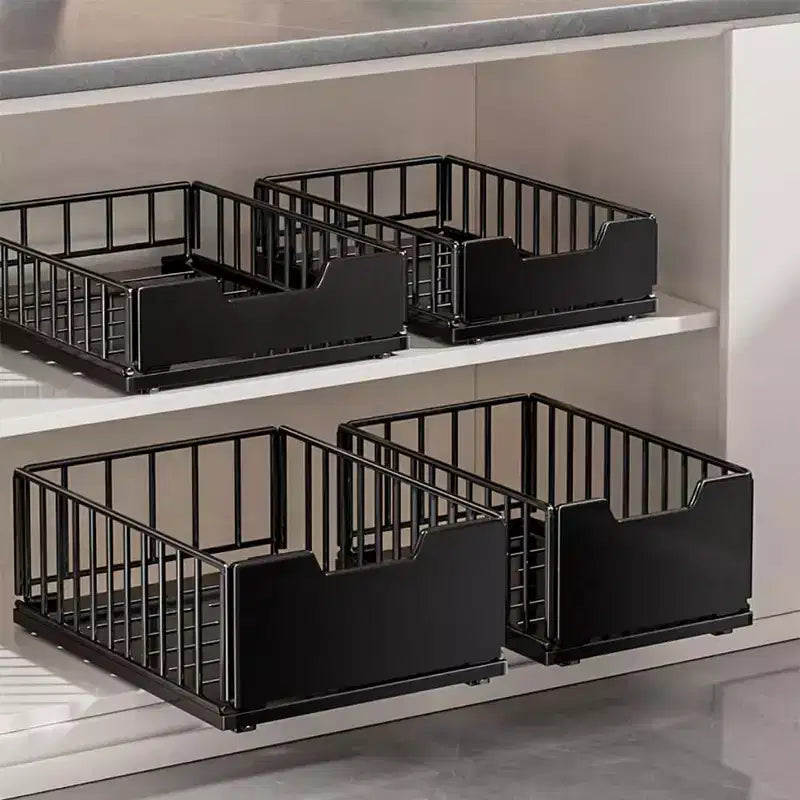 Pull Out Kitchen Cabinets Organizer, Pantry Pull Out Shelves, Metal Slide Out Storage Drawers No Drill Slide Out Drawers