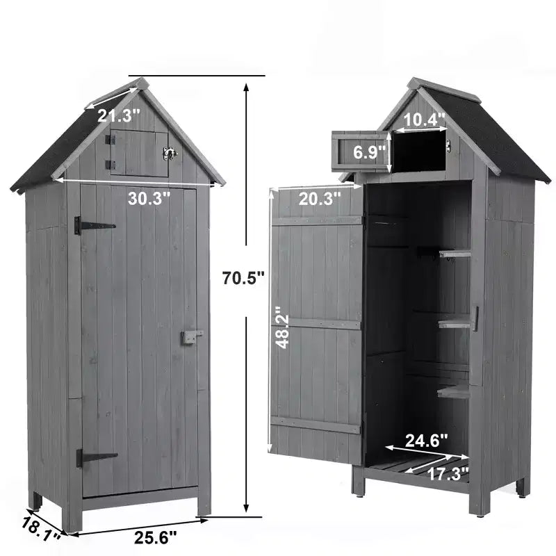 Garvee Wooden Tool Storage Shed, Outdoor Garden Shed Cabinet with Lockable Door, Waterproof & Durable Fir Wood Construction for Patio Lawn Backyard