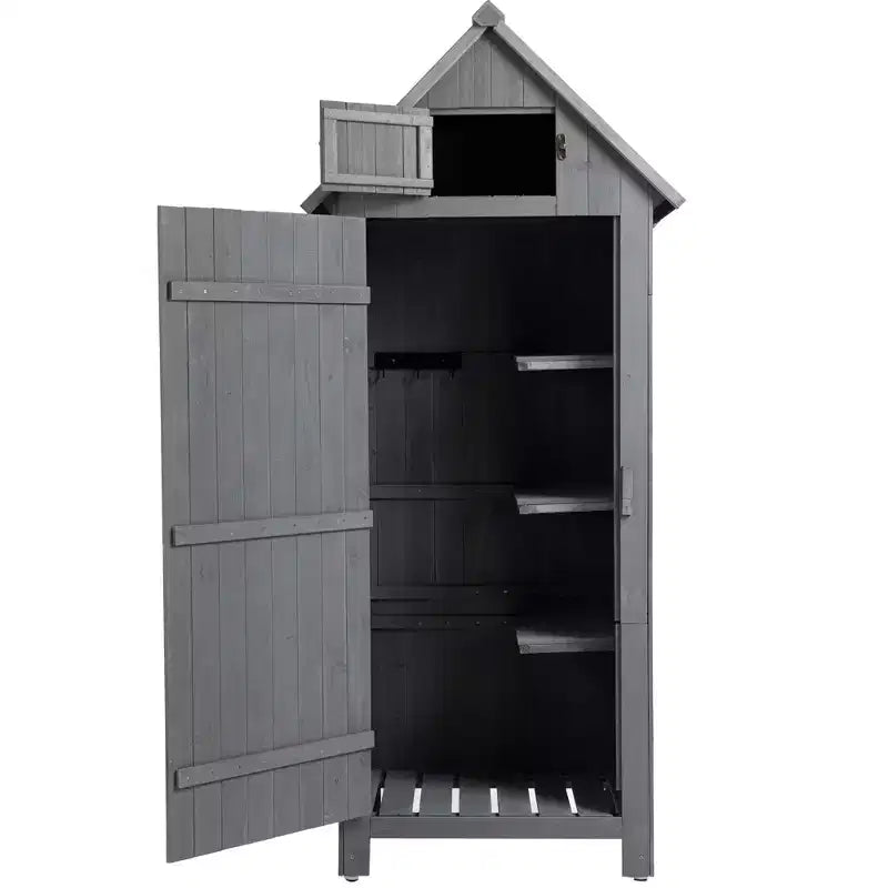 Garvee Wooden Tool Storage Shed, Outdoor Garden Shed Cabinet with Lockable Door, Waterproof & Durable Fir Wood Construction for Patio Lawn Backyard