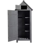 Garvee Wooden Tool Storage Shed, Outdoor Garden Shed Cabinet with Lockable Door, Waterproof & Durable Fir Wood Construction for Patio Lawn Backyard