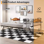 Daybed with Trundle,Metal Twin Size Day Bed,Sofa Bed Frame with Foldable Trundle Bed,Heavy Duty Steel Slats Platform for Living Room,Bedroom