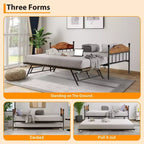 Daybed with Trundle,Metal Twin Size Day Bed,Sofa Bed Frame with Foldable Trundle Bed,Heavy Duty Steel Slats Platform for Living Room,Bedroom