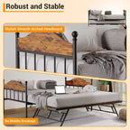 Daybed with Trundle,Metal Twin Size Day Bed,Sofa Bed Frame with Foldable Trundle Bed,Heavy Duty Steel Slats Platform for Living Room,Bedroom