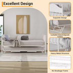 Daybed with Trundle,Metal Twin Size Day Bed,Sofa Bed Frame with Foldable Trundle Bed,Heavy Duty Steel Slats Platform for Living Room,Bedroom